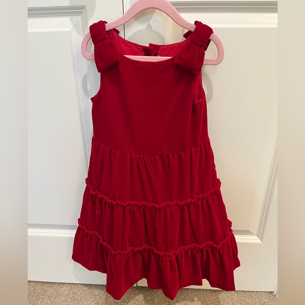 Janie & Jack Red Velvet Dress with Bow detail size4